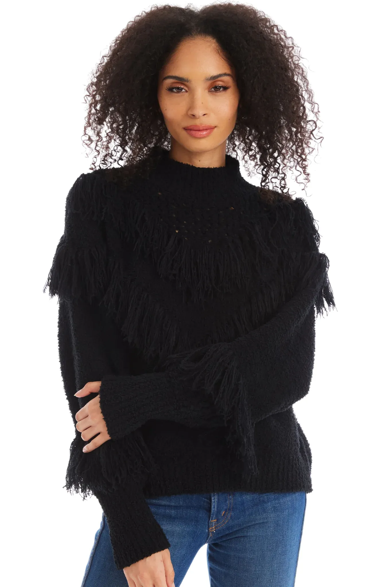 ALL Austin Black Fringe Sweater