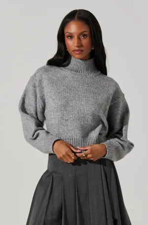 AST Fiala Mock Neck Sweater In Heather Grey