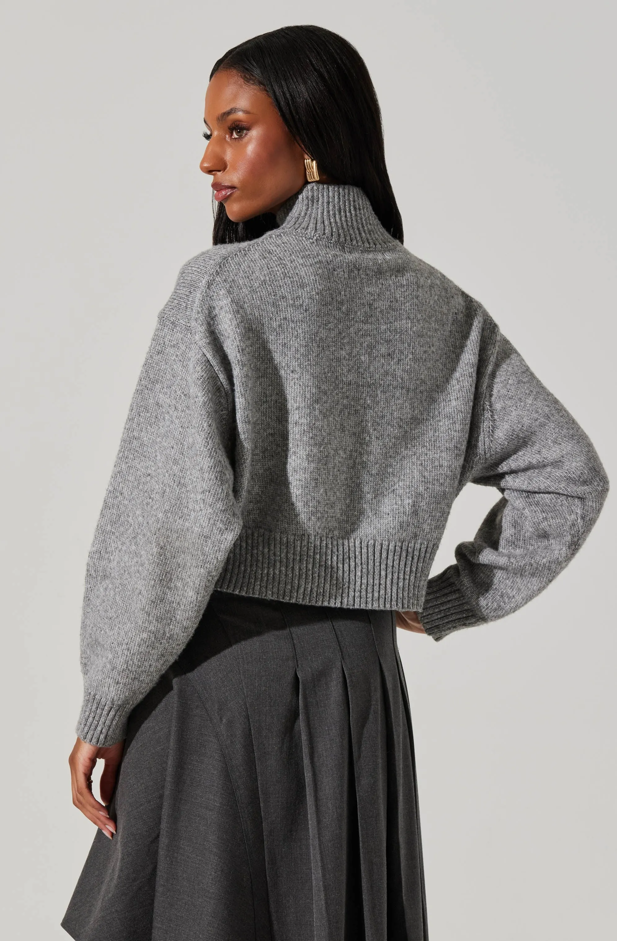 AST Fiala Mock Neck Sweater In Heather Grey