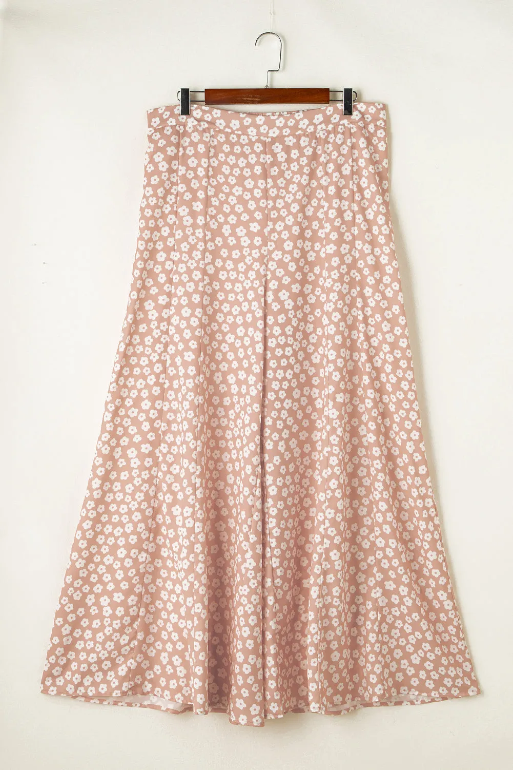 Beige Daisy Print Wide Leg Pants