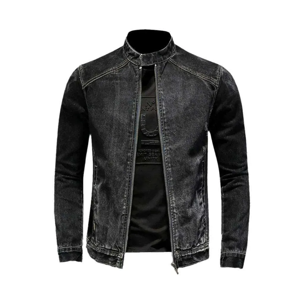 Biker black jeans jacket
 for men