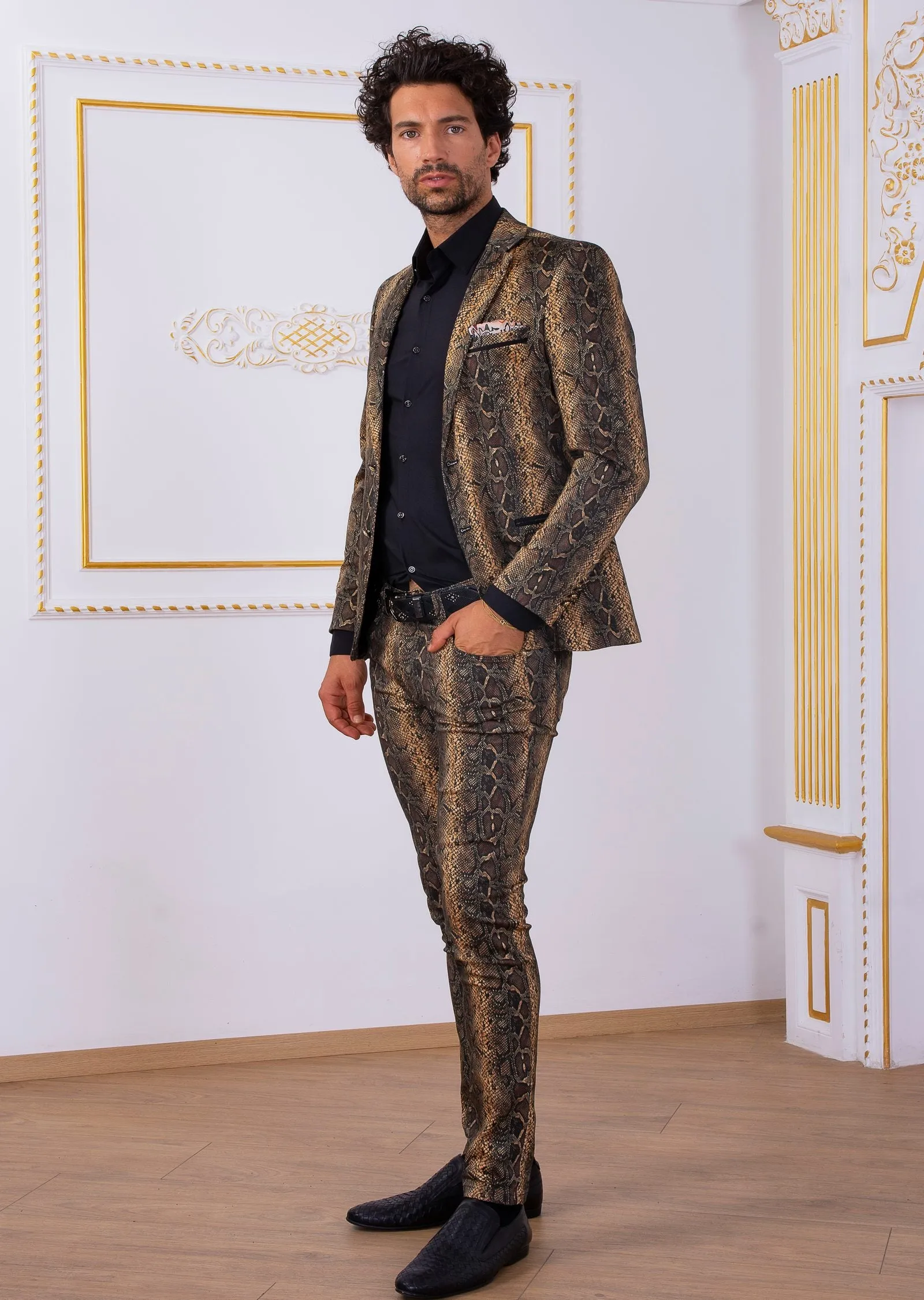 Black Brown Leopard 2-Pieces Suit