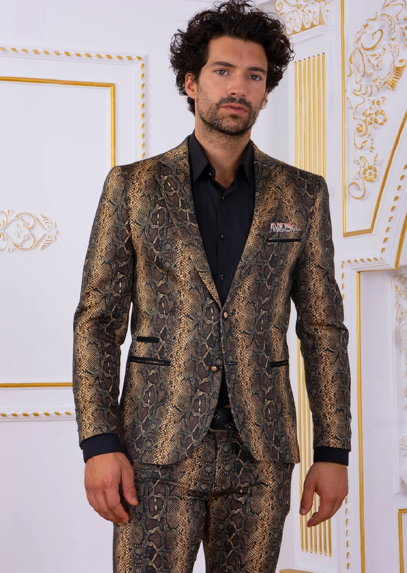 Black Brown Leopard 2-Pieces Suit