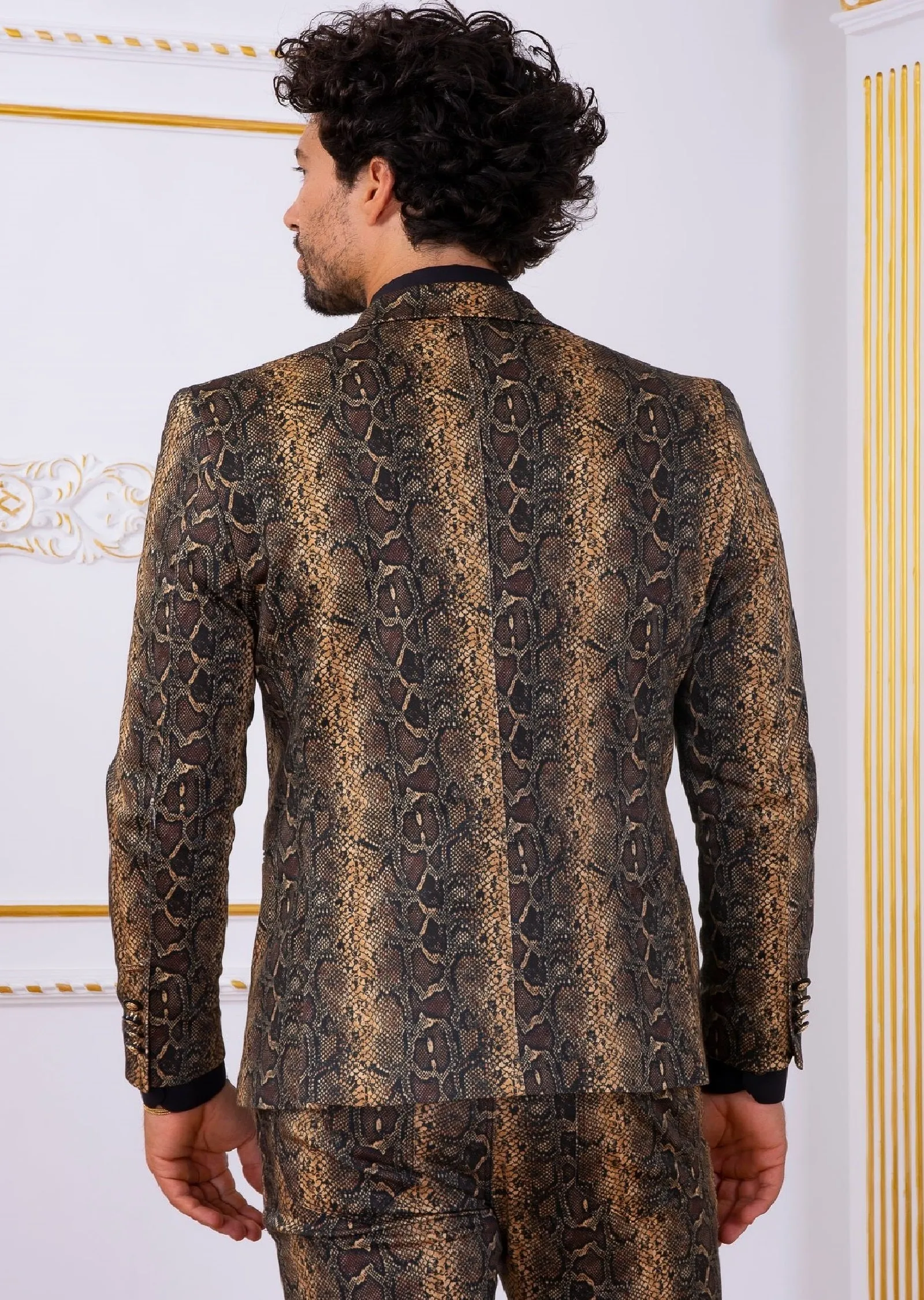 Black Brown Leopard 2-Pieces Suit