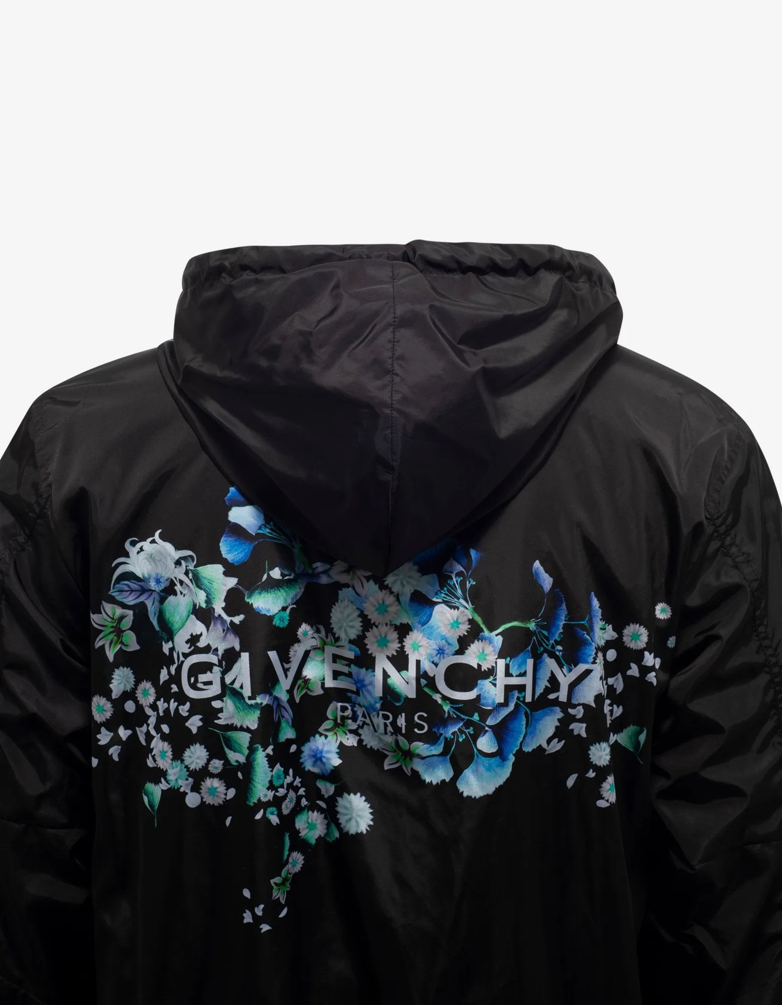 Black Floral Back Print Windbreaker