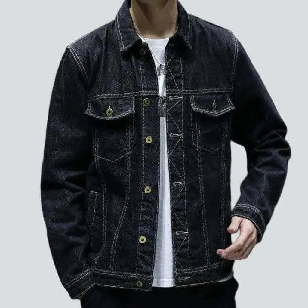 Black trucker men's denim jacket