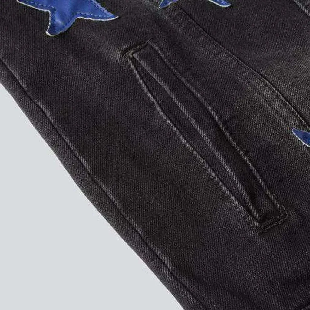 Blue stars black denim jacket