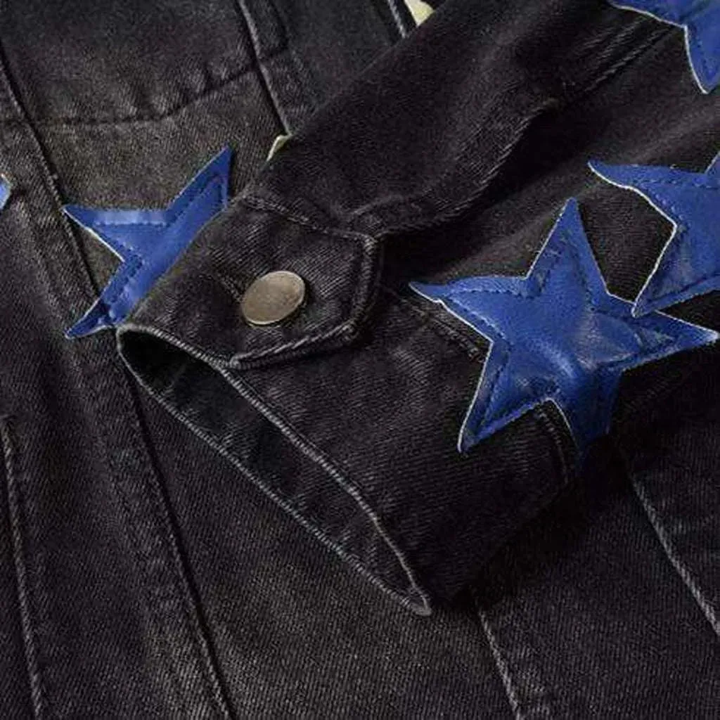 Blue stars black denim jacket