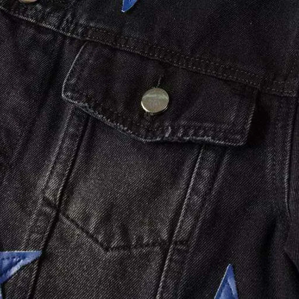 Blue stars black denim jacket