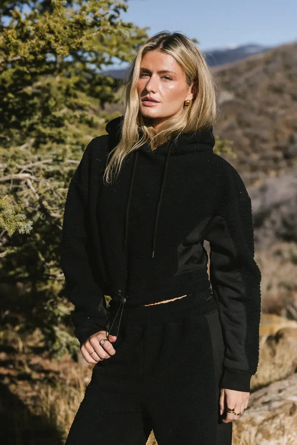 Callie Sherpa Hoodie in Black - FINAL SALE