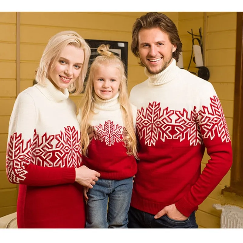 Christmas Jumpers Thicken Warm Turtleneck Xmas Family Look Family Matching Sweaters