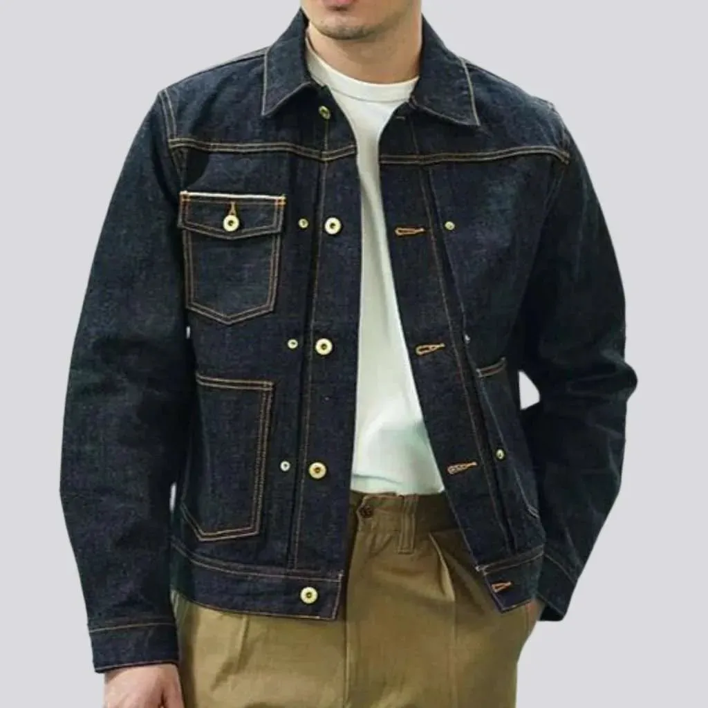 Contrast stitching denim jacket