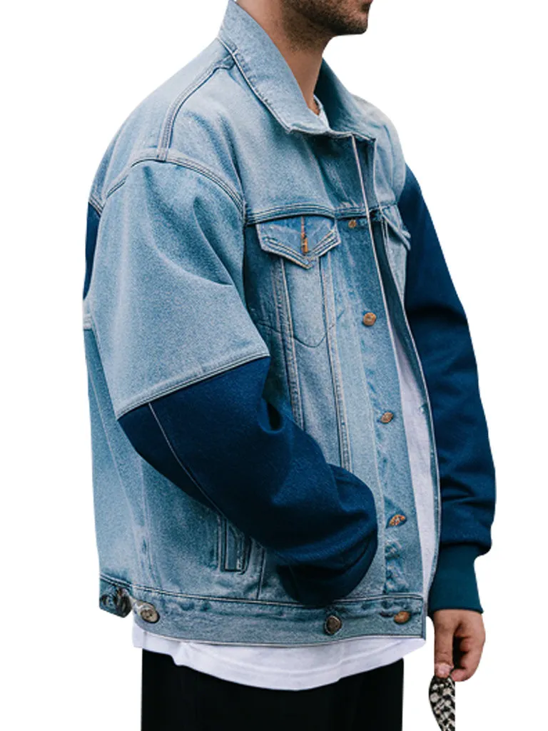 Dual-Tone Light Blue Denim Jacket