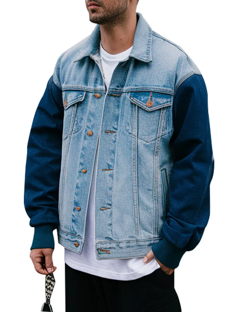 Dual-Tone Light Blue Denim Jacket