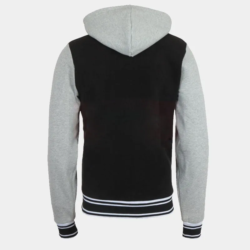 Genuine Best High Quality Style Hooded Varsity Black Jacket