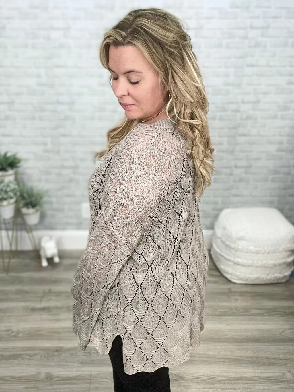 Gorgeous Warm Gray Lightweight Knit Sweater from Easel