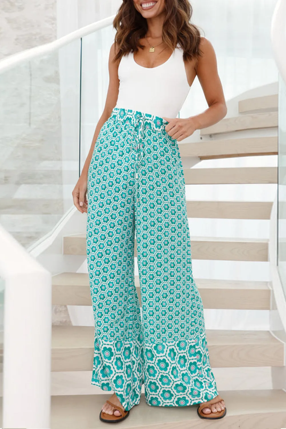 Green Daisy Wide Legged Pants