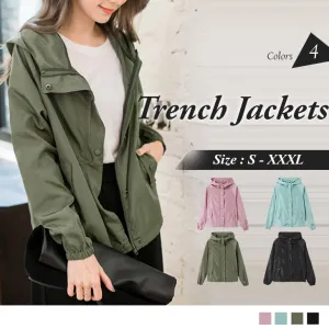 LONG SLEEVE HOODED-TRENCH JACKETS