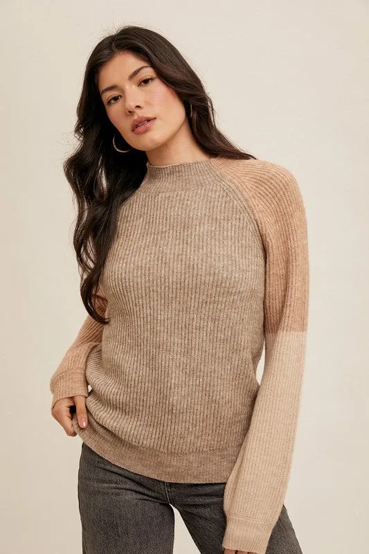 Made For More Mock Taupe Sweater