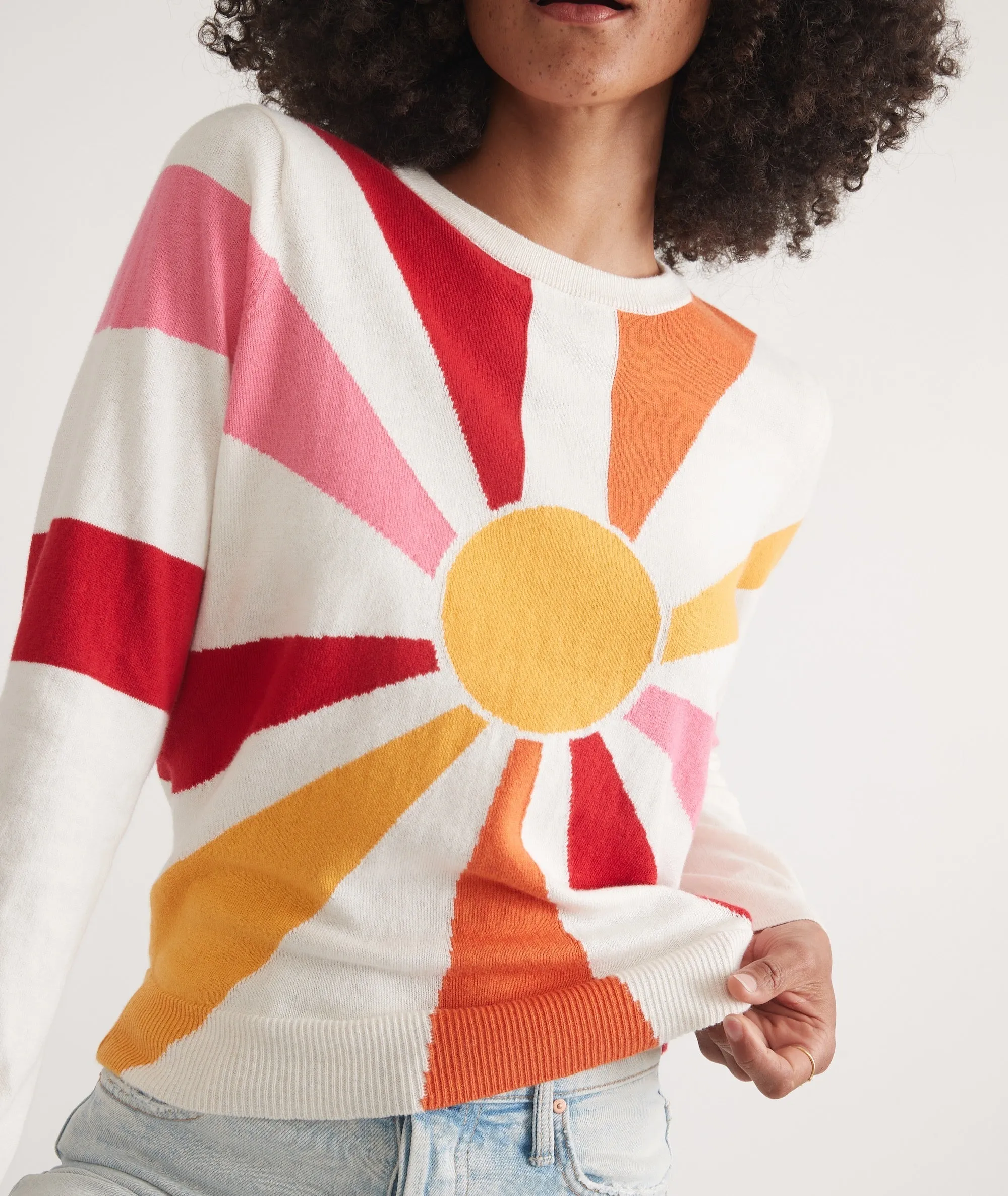 Marine Layer Exploded Sun Icon Sweater in Natural