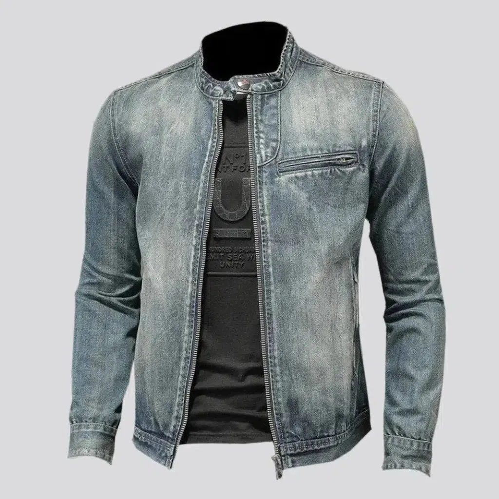 Medium wash sanded denim jacket