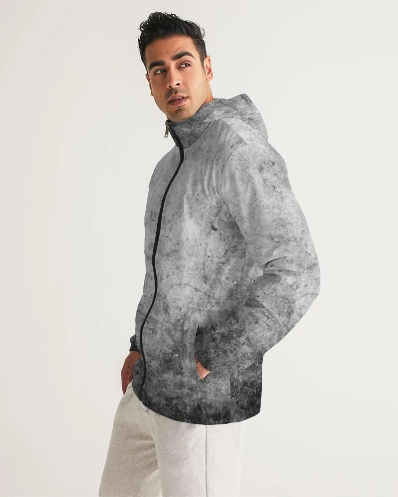 Mens Lightweight Windbreaker Jacket with Hood and Zipper Closure, Grey