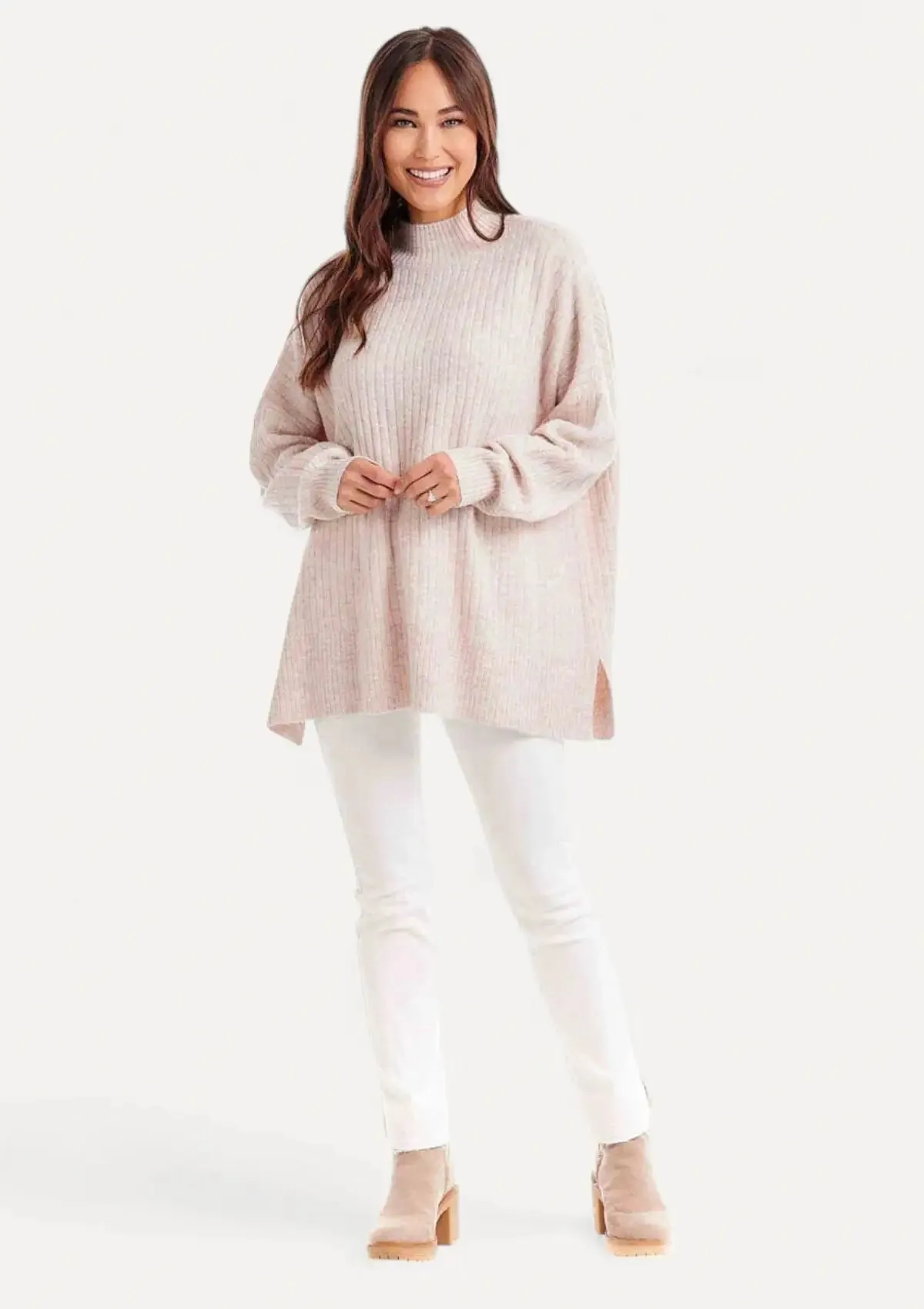 Milo Ribbed Sweater - Cream Blush