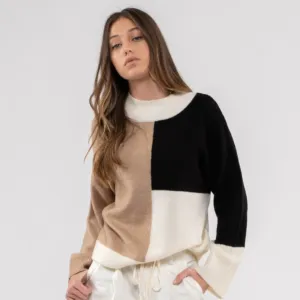 Mock Neck Colorblock Sweater