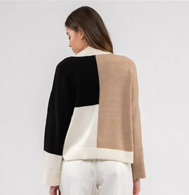 Mock Neck Colorblock Sweater