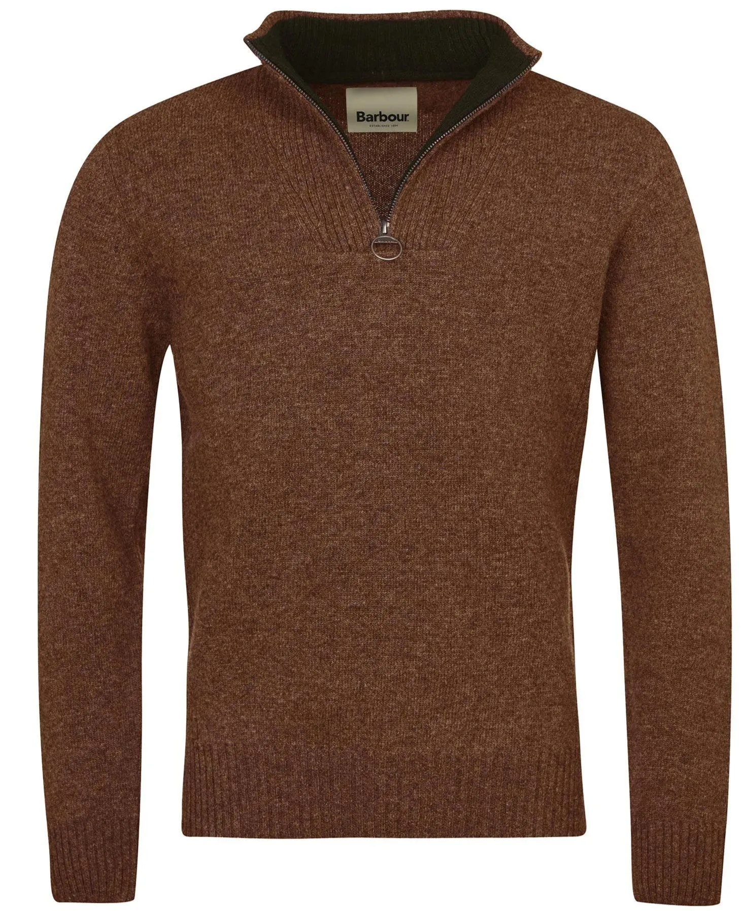 Nelson Essential Half-Zip Jumper in Dark Sand by Barbour