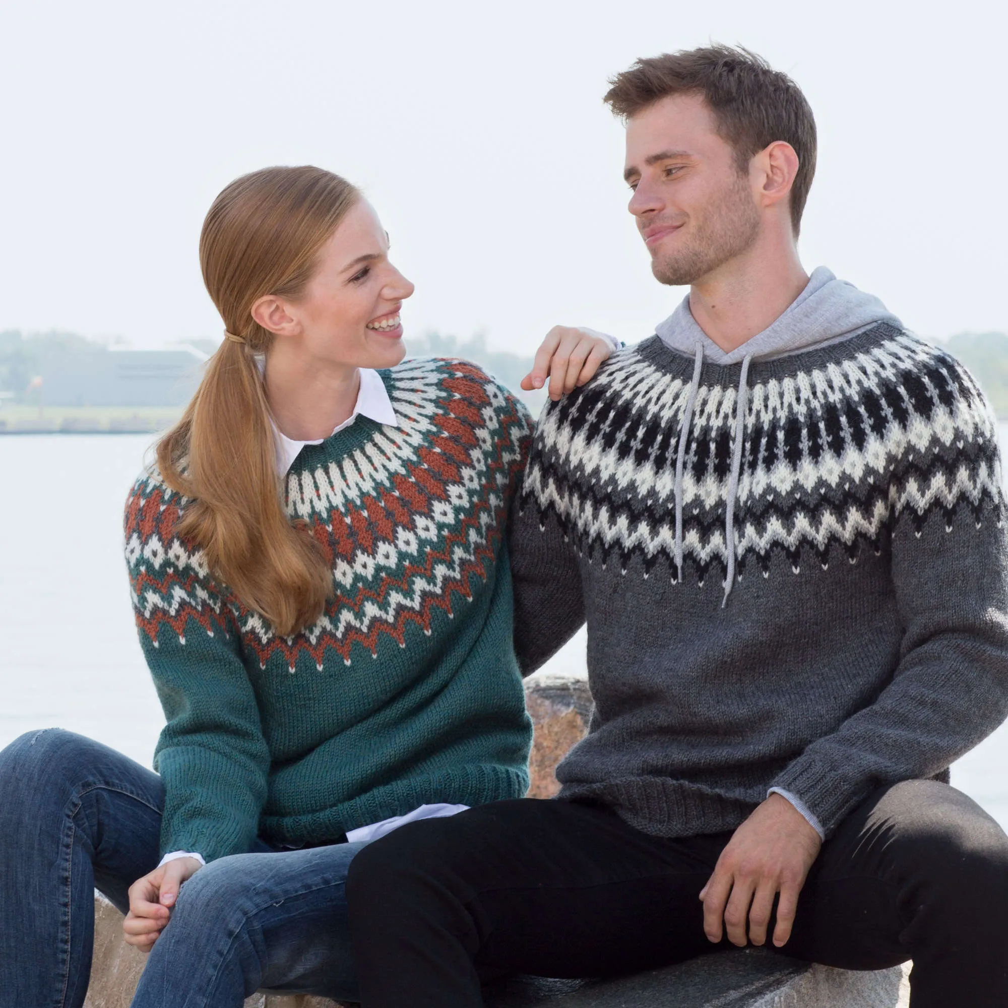 Patons His & Hers Knit Yoke Sweaters