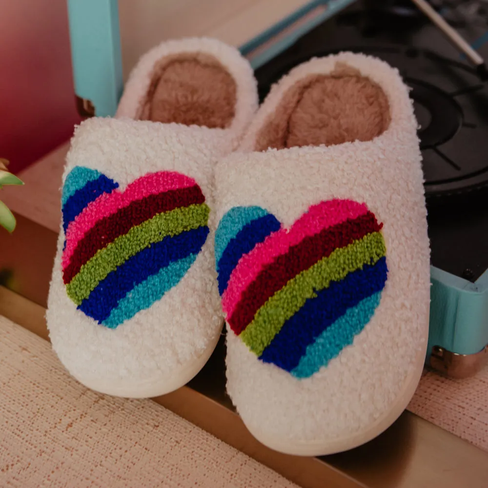 Rainbow Heart Wholesale Slippers