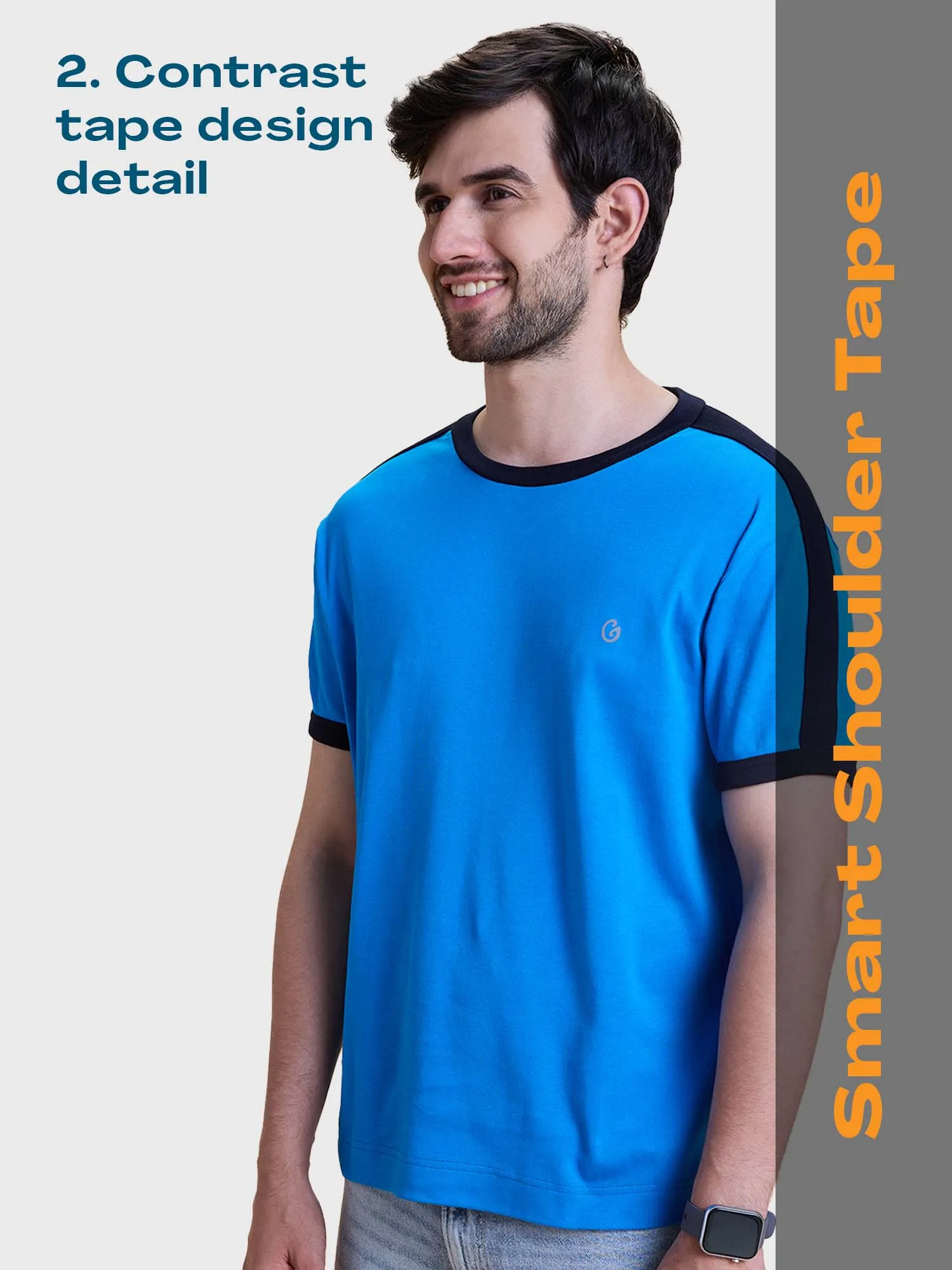 Regular Fit color block Anti Odour Tee