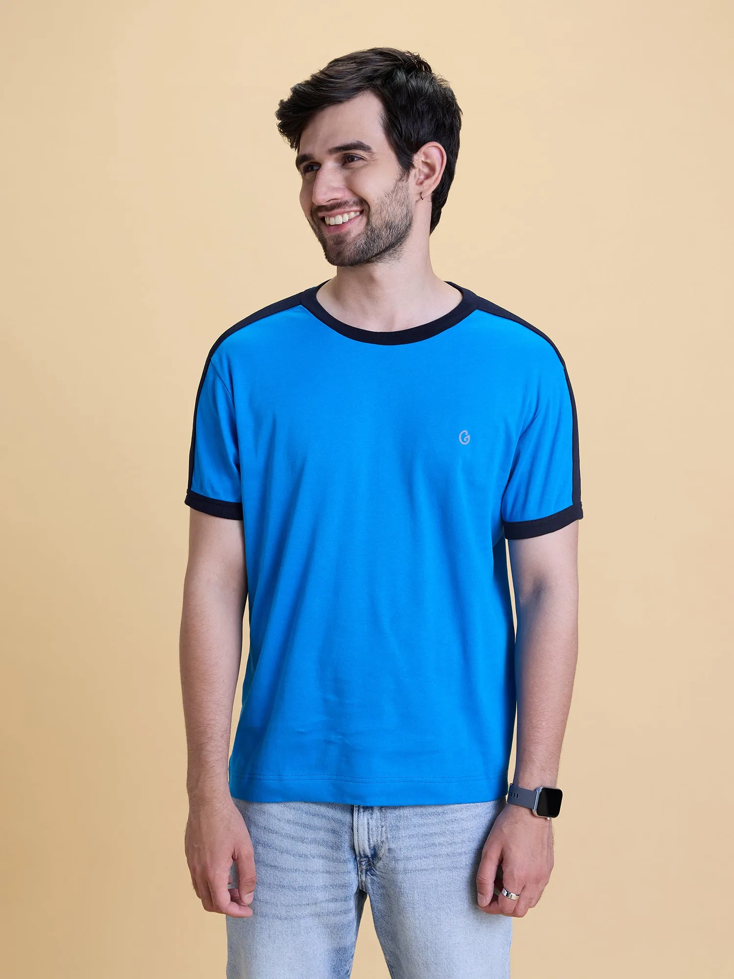 Regular Fit color block Anti Odour Tee