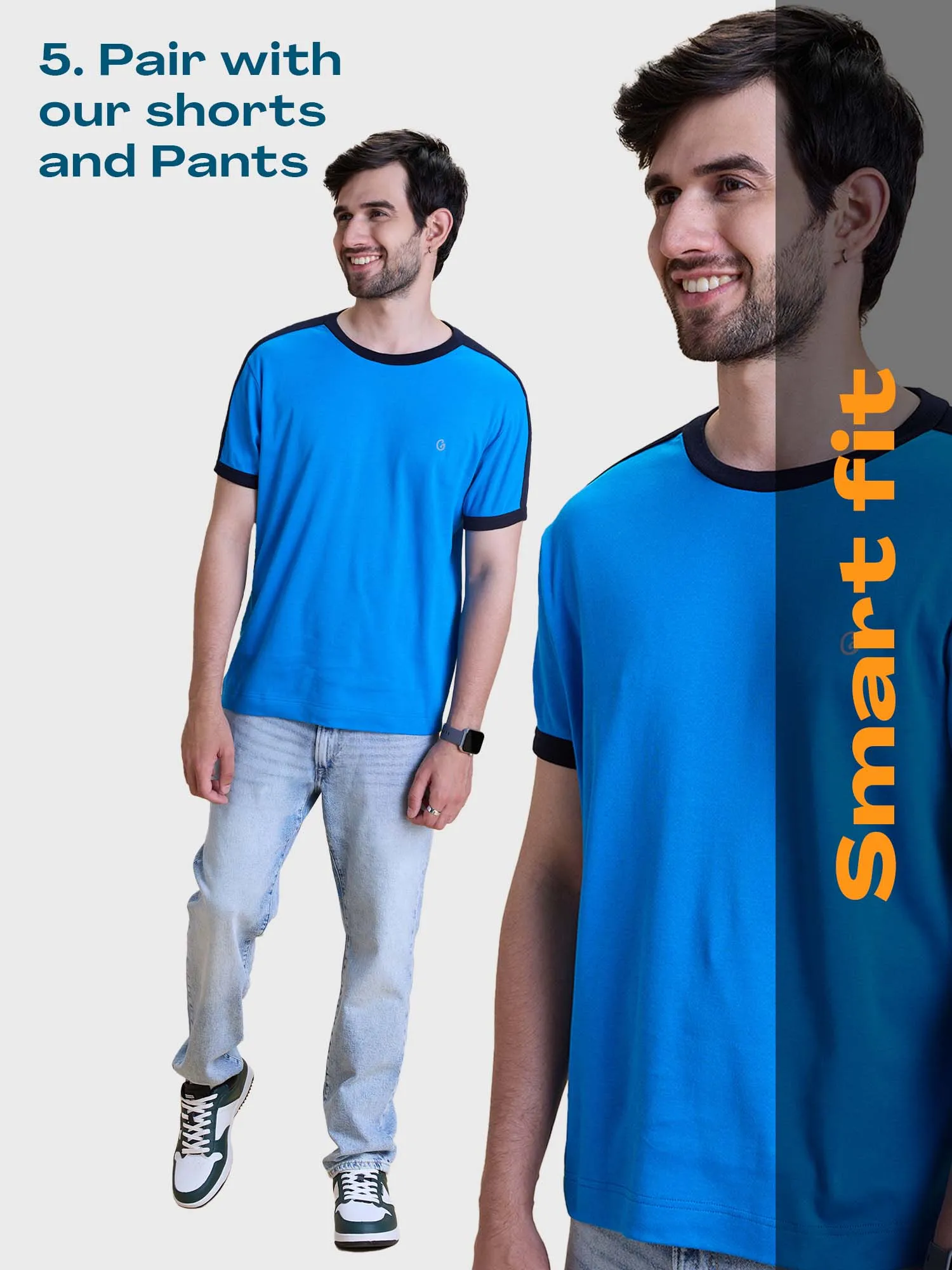 Regular Fit color block Anti Odour Tee