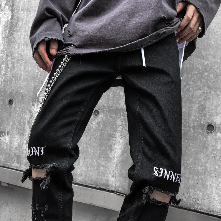 Saint Sinner Distressed Black Jeans