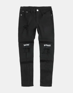 Saint Sinner Distressed Black Jeans