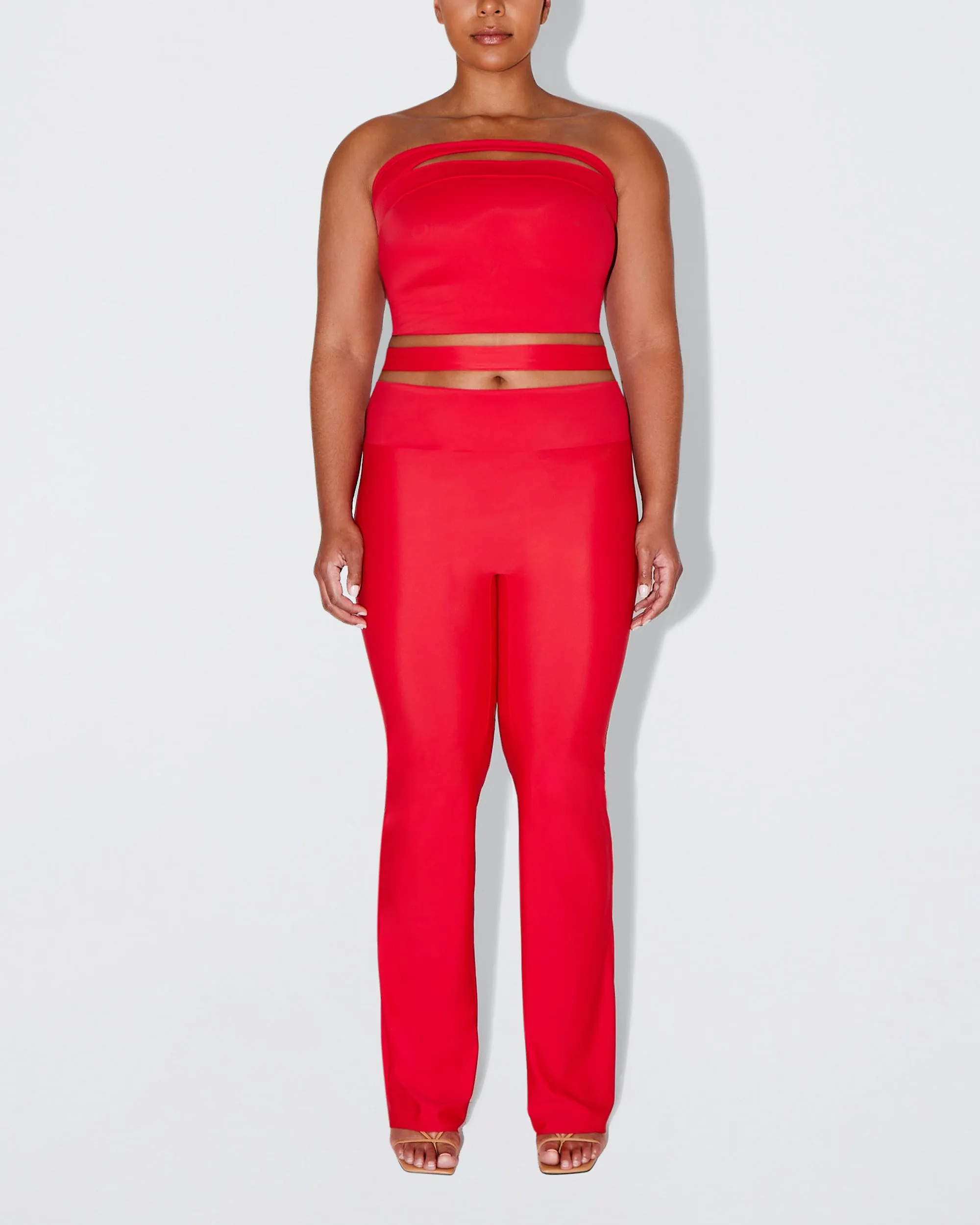 Sleek Stretch Cutout Foldover Pant | Tomato