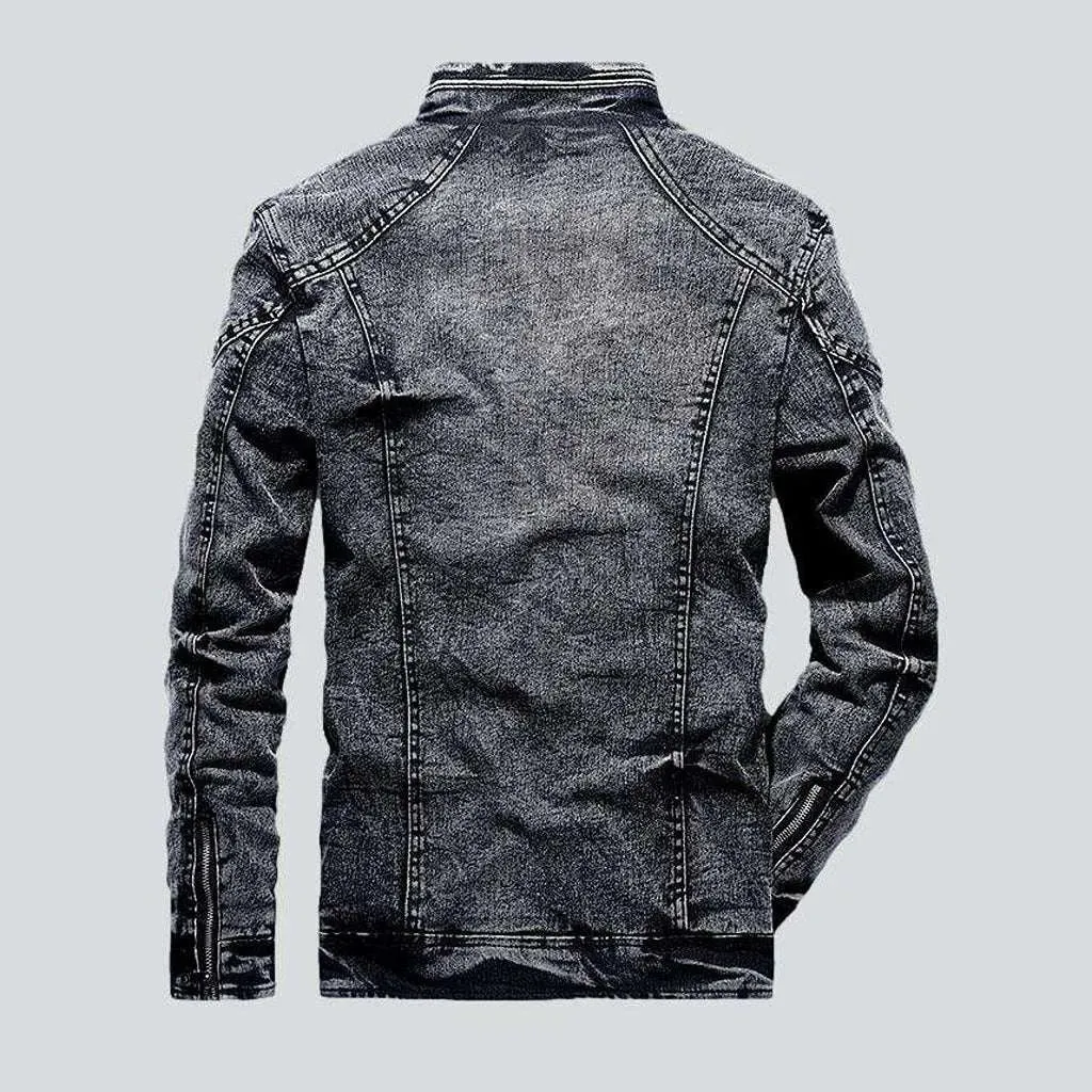 Slim denim jacket with zipper