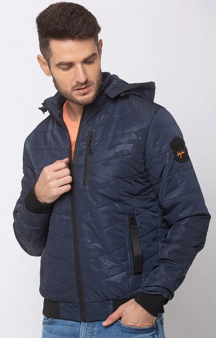 Spykar Black Nylon Straight Fit Jacket For Men