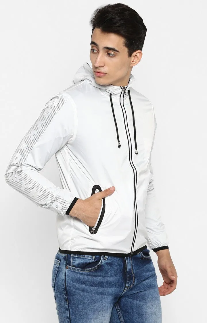 Spykar Men White Nylon Front Open Jacket