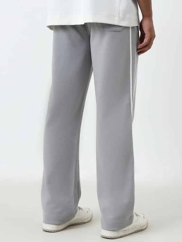 Studiofit Grey Relaxed-Fit Mid-Rise Track Pants