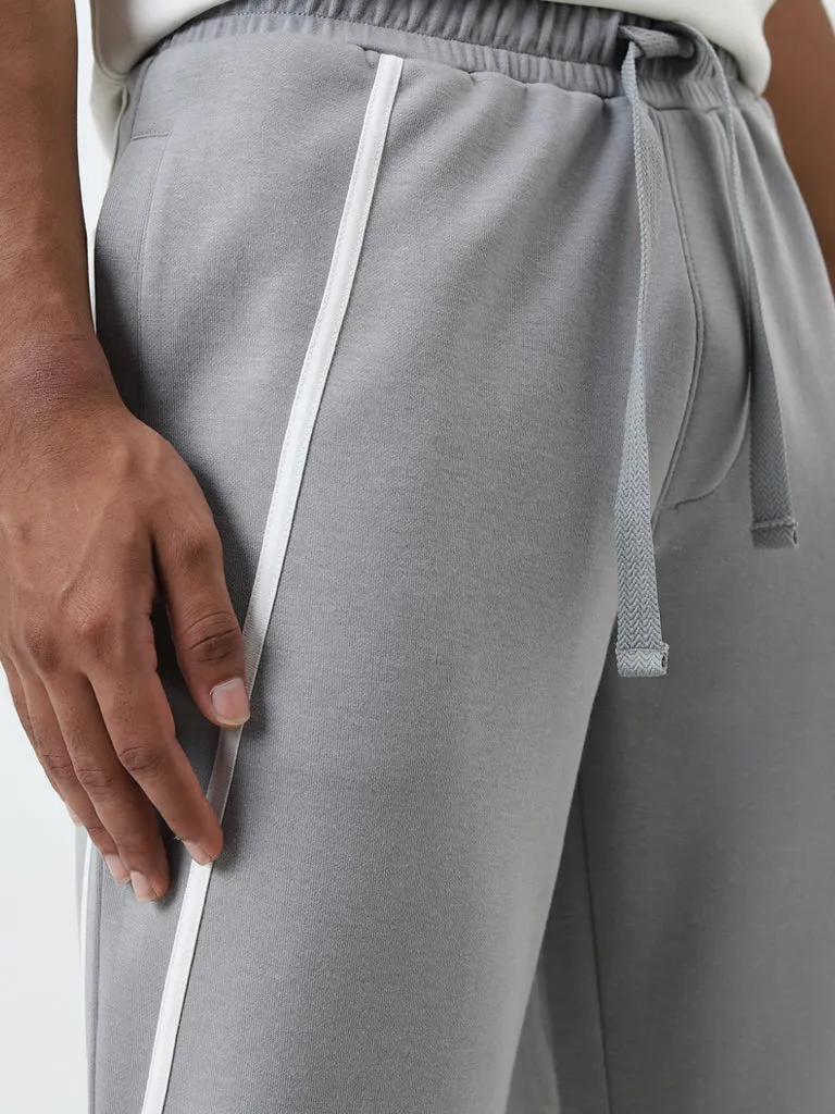 Studiofit Grey Relaxed-Fit Mid-Rise Track Pants