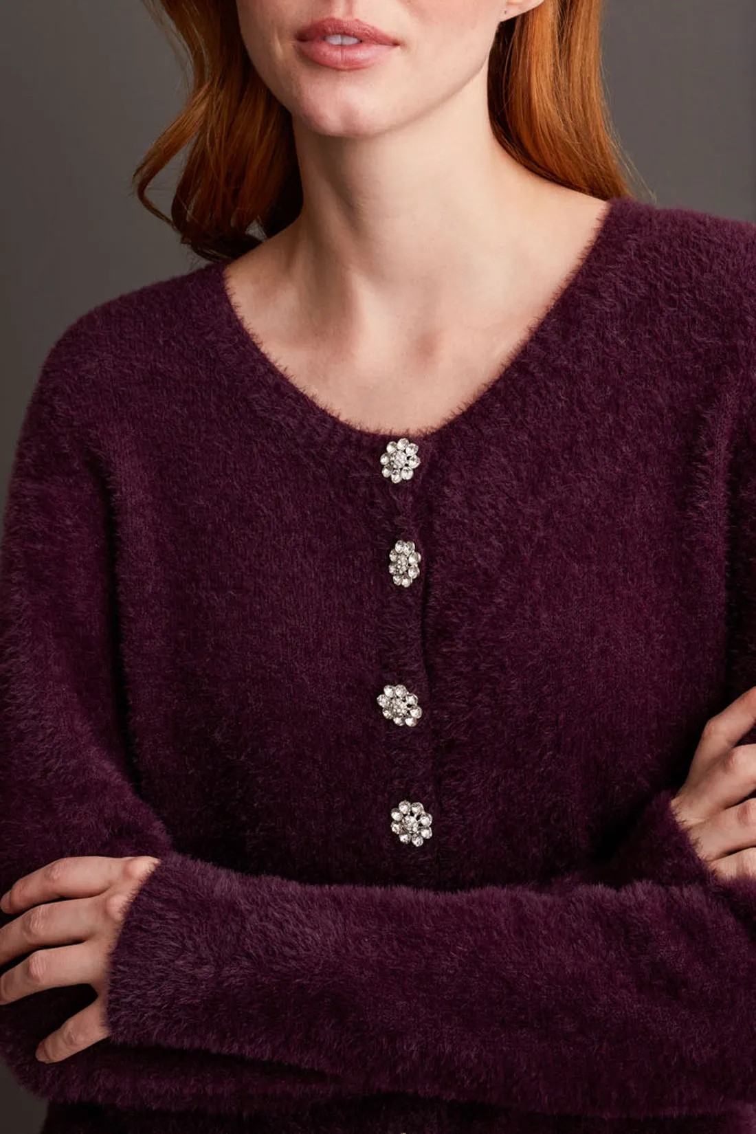 Sweater Cardigan with Fancy Buttons