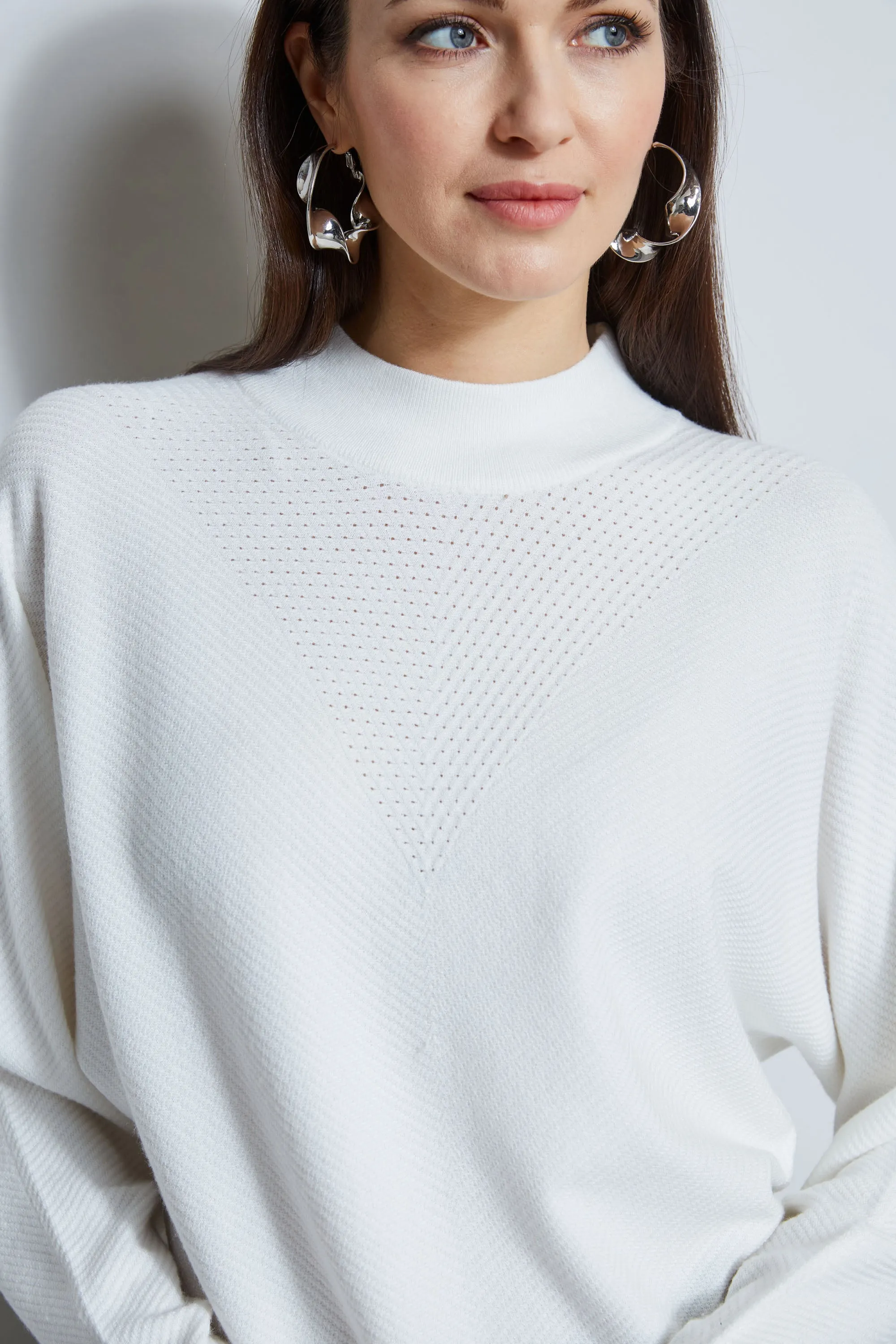 T-Tahari Perforated Mock Neck Sweater