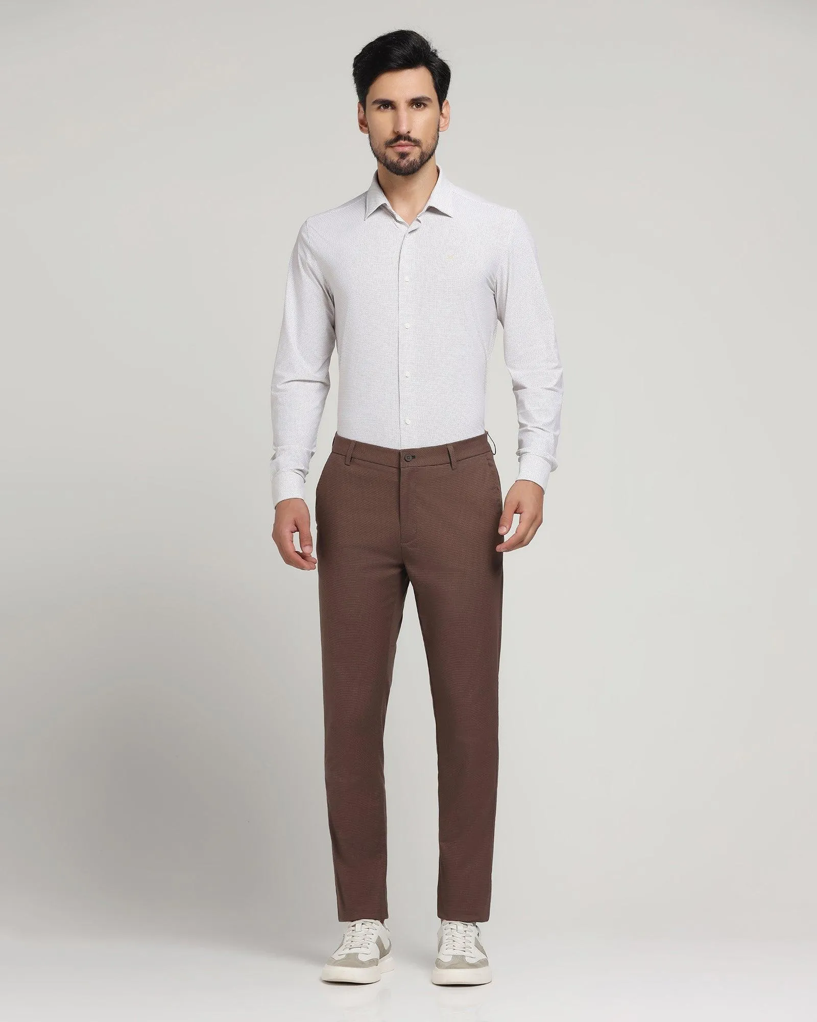 TechPro Slim Comfort Casual Rust Printed Khakis - Steven