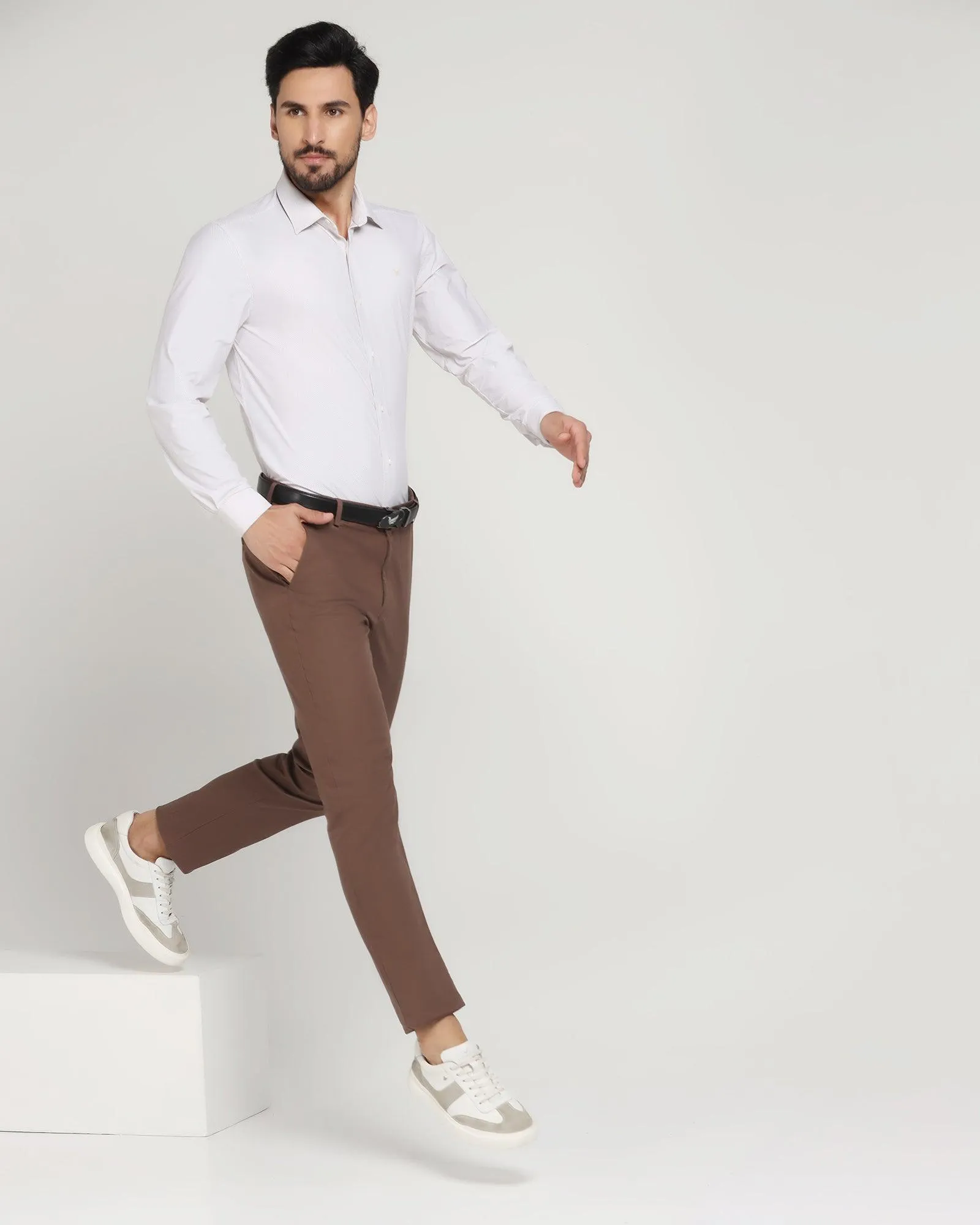 TechPro Slim Comfort Casual Rust Printed Khakis - Steven