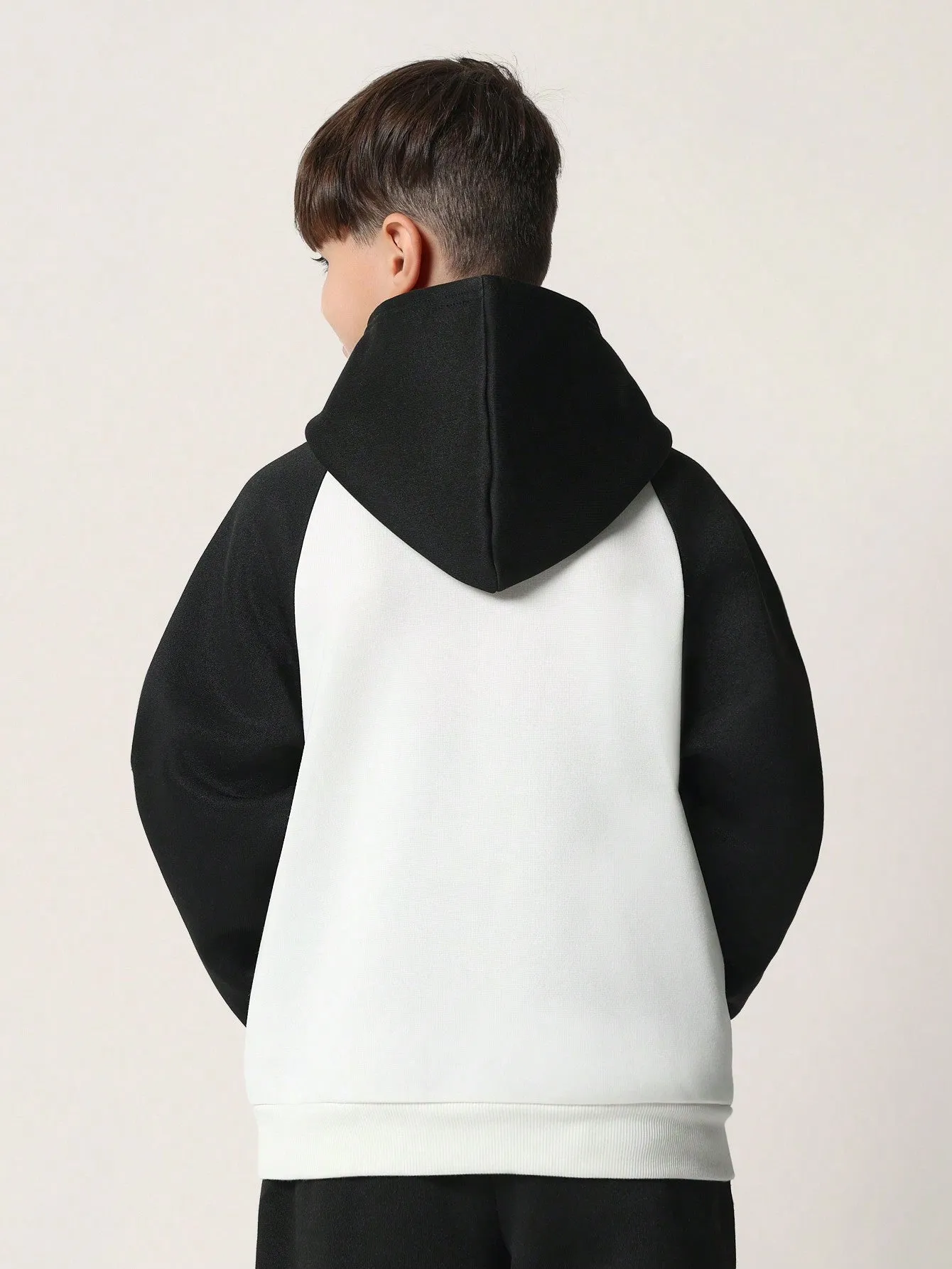 Tween Boys Comfy Raglan Overhead Hoodie Contrast Sleeve With Sleeve Tape Detail