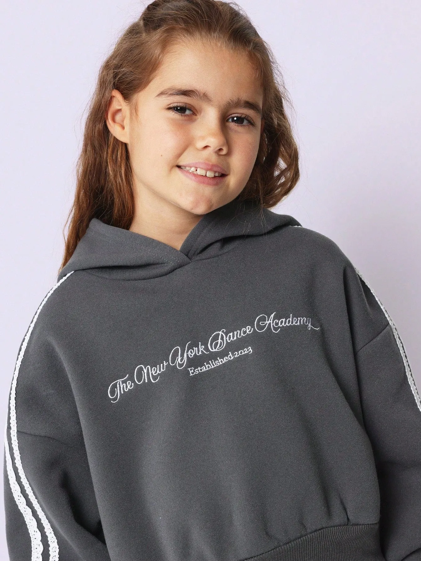 Tween Girls Comfy Overhead Vintage Lace Hoodie