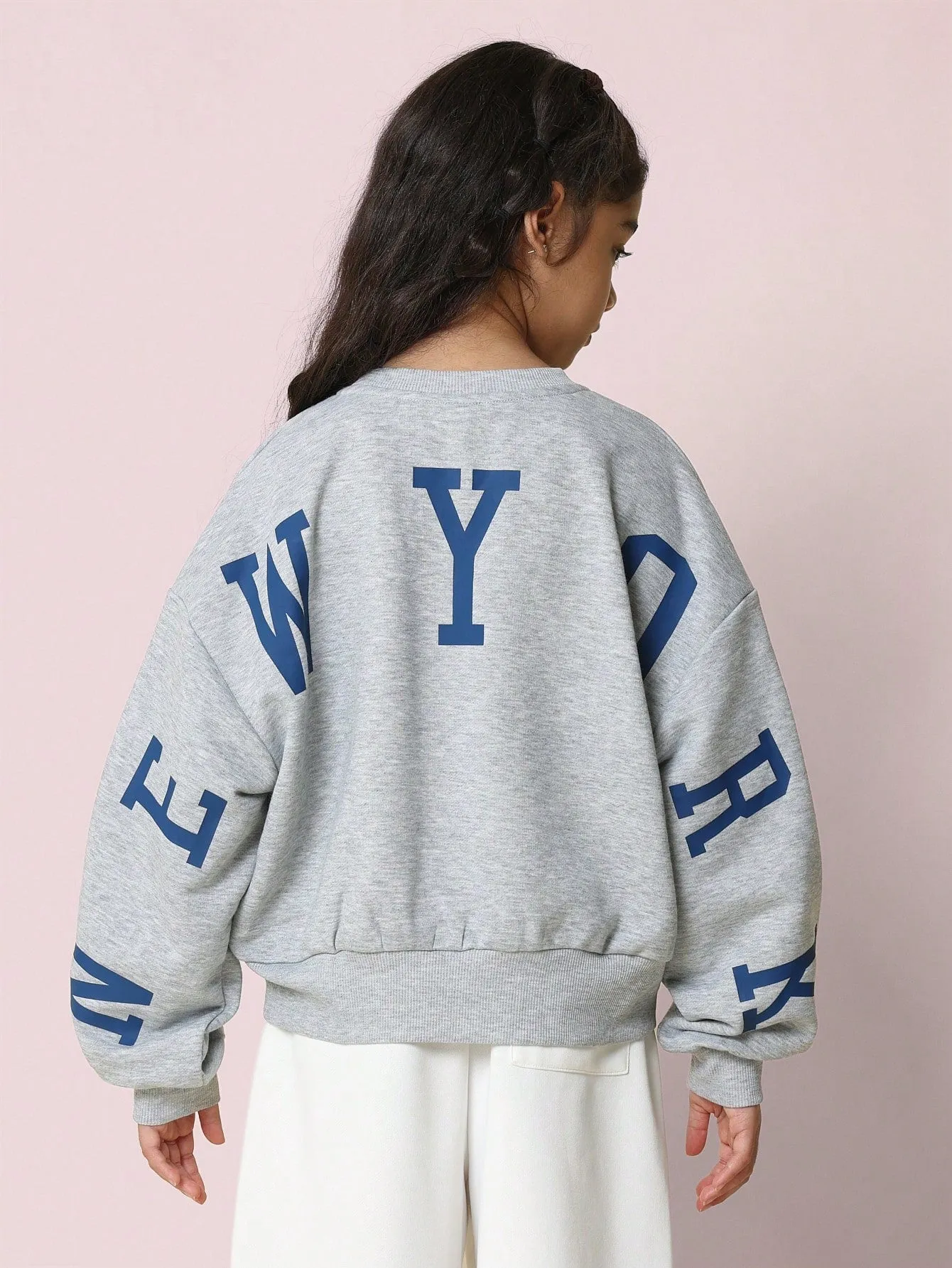 Tween Girls Comfy Regular Fit New York Printed Sweatshirt